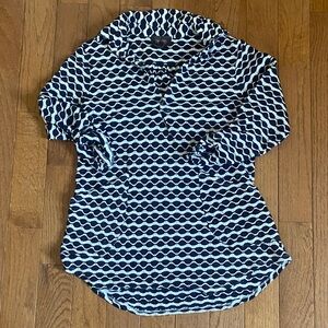 For Cynthia Navy and White Wave Pattern Swim Coverup